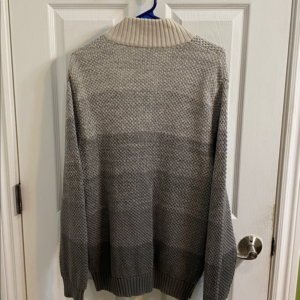 Denver Hayes Cotton Knit Quarter Snap Cowl Neck Sweater Grey Cream Men’s Large - Picture 7 of 7